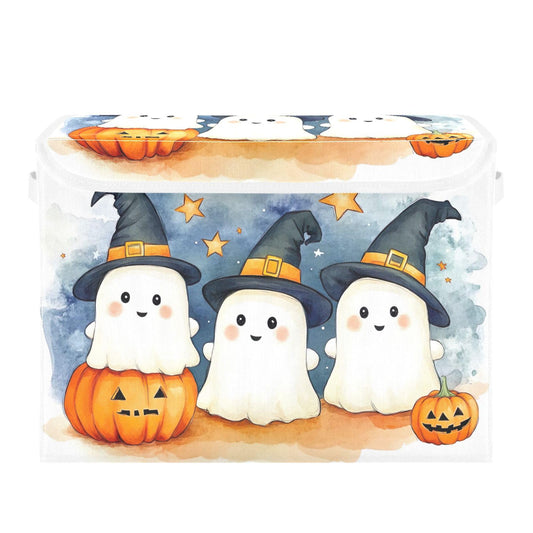 xigua Cute Cartoon Ghosts Storage Bins with Lids and Carrying Handle,Foldable Storage Boxes Organizer Containers Baskets Cube with Cover for Home Bedroom Closet Office