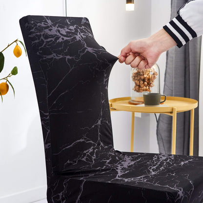 Yiaizhuo Chair Covers for Dining Room Set of 6 Pack Black Marble Slipcovers High Back Chairs Cover Stretch Spandex Slipcover for Wedding Party Restaurant