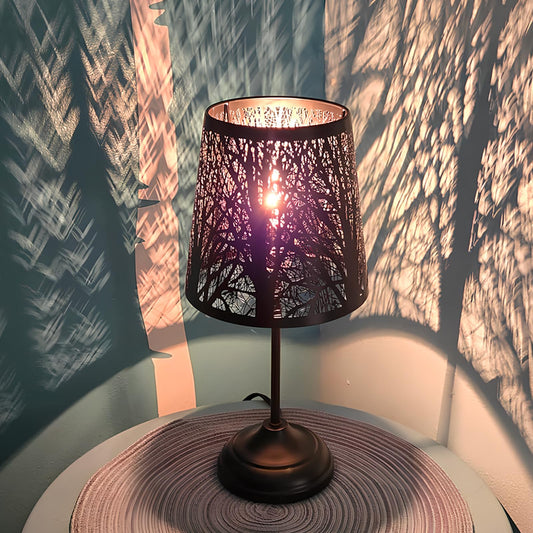 ZQQLITE Touch Control Table Lamp, Led Lights Mini Lamps with Pattern of Trees for Nightstand,dimmable 3-Levels Brightness, Lamp for Bedroom, Bedside, Desk Lamps for Home, Living Room, Office (Black)