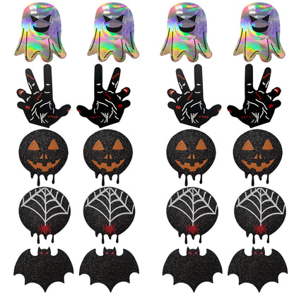 Ypser 10 Pairs Halloween Breast Petals Multi Colors Nipple Cover Disposable Satin Pasties