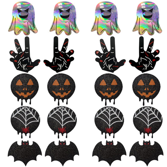 Ypser 10 Pairs Halloween Breast Petals Multi Colors Nipple Cover Disposable Satin Pasties
