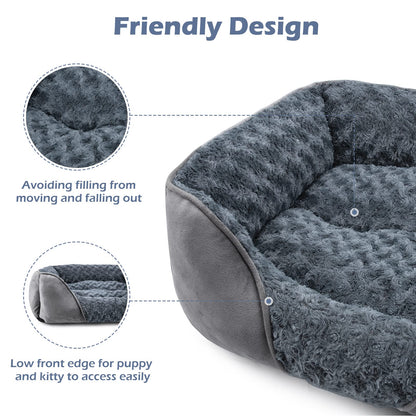 INVENHO Rectangle Washable Orthopedic Dog Bed for Small, Medium and Large Dogs, Soft Calming, Sleeping Puppy Bed Durable Pet Cuddler with Anti-Slip Bottom, S (20"x19"x6")