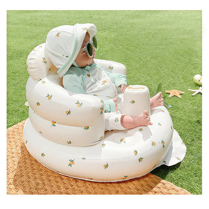 Inflatable Baby Chair, AirSwim Baby Inflatable Seat for Babies 3 Months and Up Summer Inflatable Baby Seat for Sitting Up, Blow Up Baby Floor Seat with Built in Air Pump, Orange