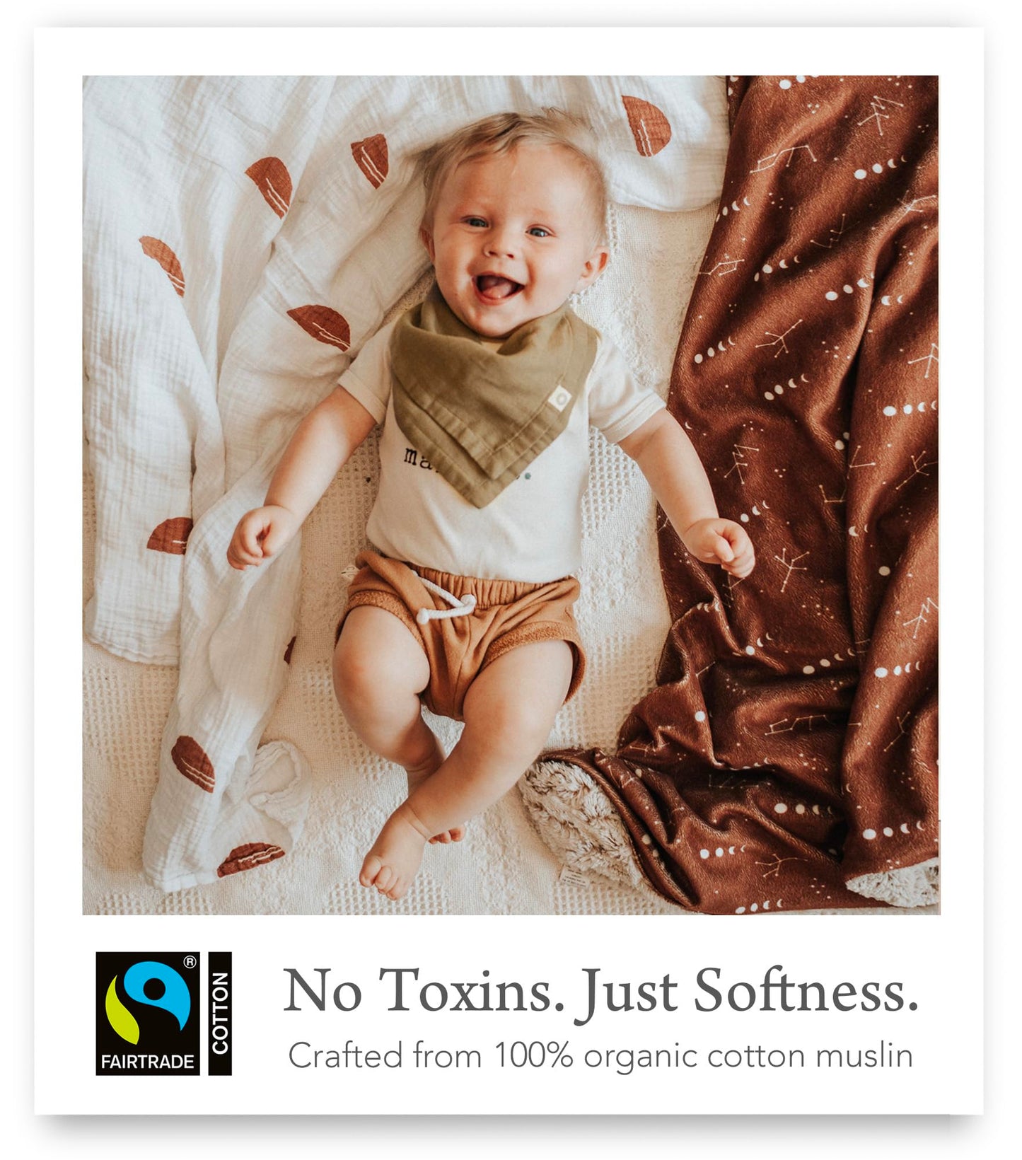 Indi Bandana Bibs for Boys & Girls, Fairtrade Certified, 4-Way Reversible Baby Drool Bibs, 100% Organic Cotton Muslin, 5-Pk