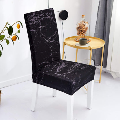 Yiaizhuo Chair Covers for Dining Room Set of 6 Pack Black Marble Slipcovers High Back Chairs Cover Stretch Spandex Slipcover for Wedding Party Restaurant