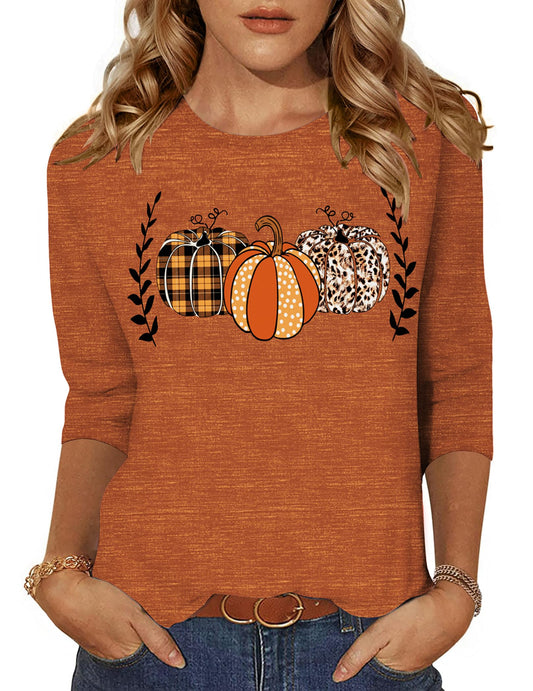 Zeagoo Blouses for Women with 3/4 Sleeves Halloween Plus Size Crew Neck Animal Print Tunics Plus Size Tops T Shirts XXXL