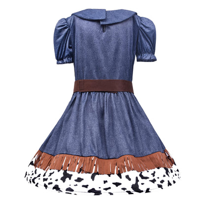 ZZIHAN Kids Cowgirl Costume Dress Outfits for Girls Role Play Cowboy Cowgirl Hat Bandanas Belt Sunglasses Dress up Accessories for Toddlers Girls Birthday Party Halloween Christmas Cosplay Gift 3-5T