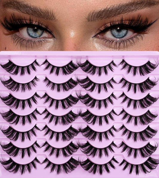 𝗖𝗮𝘁 𝗘𝘆𝗲 𝗟𝗮𝘀𝗵𝗲𝘀 𝗠𝗮𝗻𝗴𝗮 𝗙𝗼𝘅 𝗘𝘆𝗲 False Eyelashes 18mm Wispy Flase Lashes Manhua Faux Mink Fluffy Dramatic Fake Eyelashes Volume Anime Strips Pack 14 Pairs by EMEDA(Cat Eye CK08)