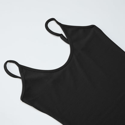 iGENJUN Tank Tops for Women 2025 Built in Shelf Bra 2 Piece Pack Spaghetti Strap Adjustable Workout Yoga Basic Summer Camisole U Neck Slim Fit Ribbed Sleeveless,M,Black