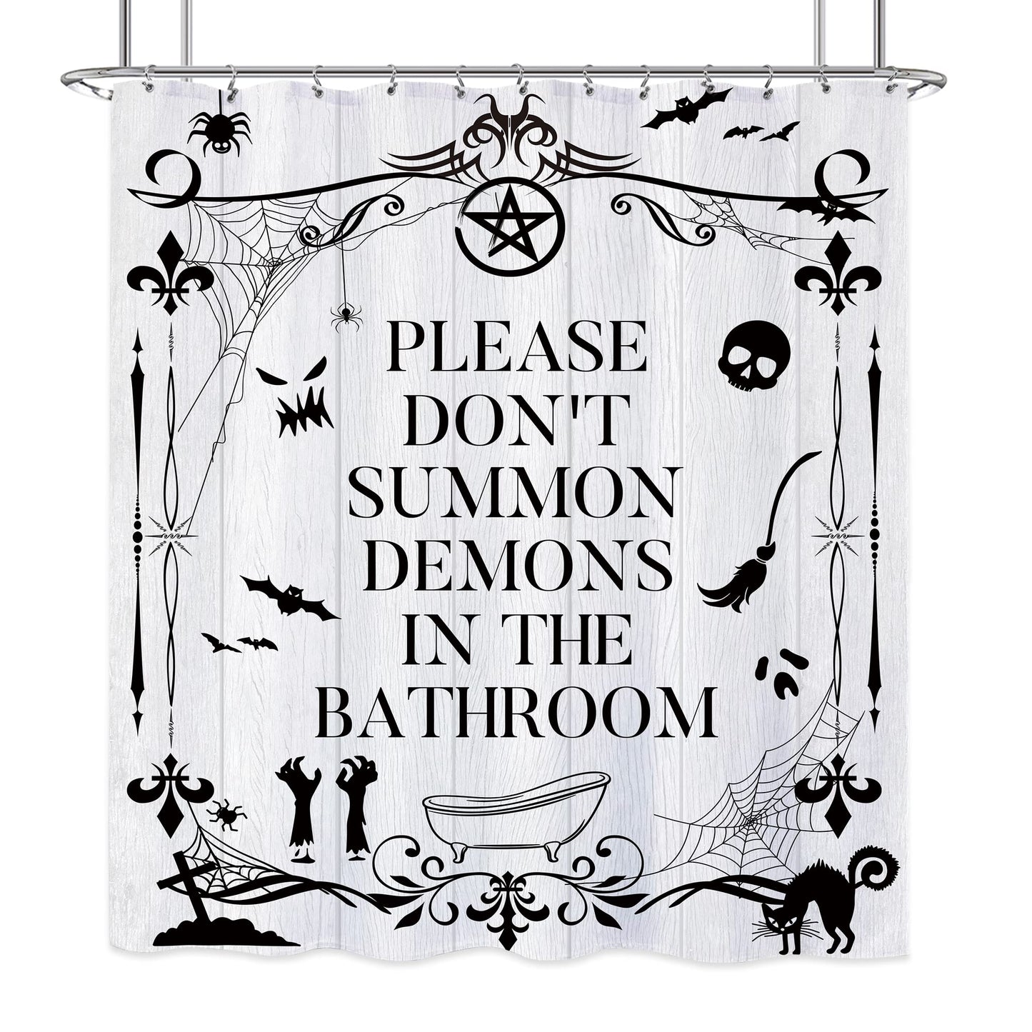 Laifzere Funny Toilet Rules Shower Curtain Gothic Halloween Goth Witchy Bathroom Signs Horror Fabric Shower Curtain for Bathtub 60x72 Inch