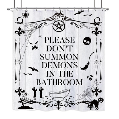 Laifzere Funny Toilet Rules Shower Curtain Gothic Halloween Goth Witchy Bathroom Signs Horror Fabric Shower Curtain for Bathtub 60x72 Inch