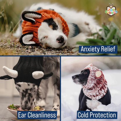 Zoo Snoods Rhino Costume - Knit Dog Snood Ear Wrap for Pets, Warm Neck Cover for Halloween and Winter (Medium)