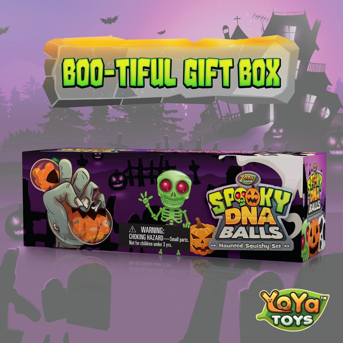 YoYa Toys Spooky DNA Stress Balls (3 Pack) - Halloween Squishy Gift - Pumpkin, Ghost, Skull Squeeze Balls for Kids and Adults - Sensory Fidget Toy - Promote Anxiety, Stress Relief, Calm Focus and Play