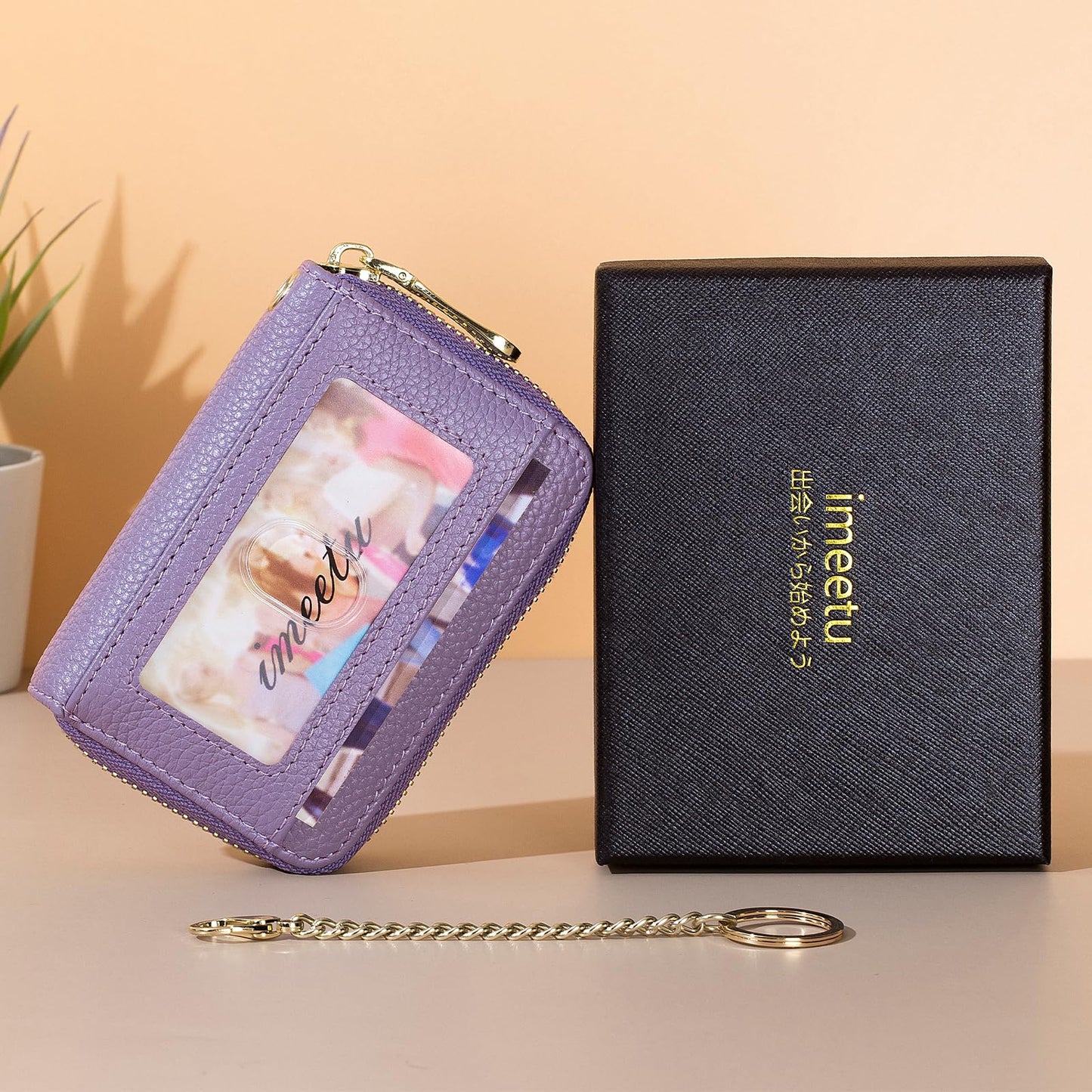 imeetu Rfid Credit Card Holder,Genuine Leather Businese Card Case,Rfid Blocking Wallet for Women & Men(Max - Light purple)