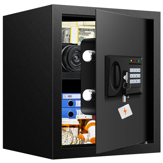 2.3 Cuft Fire proof Safes for HOME USE, Digital Security Safe Box with Programmable Keypad and Spare Keys, Safety Box for Home Office Business, Document Safe for Money Medicine Valuables