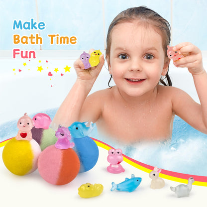 Yekery Bath Bombs for Kids with Toy Inside, 30 PCS Natrual and Organic Bubble Bath Bombs with Glow-in-The-Dark Surprise Inside, Perfect Handmade Birthday, Party, for Boys and Girls.