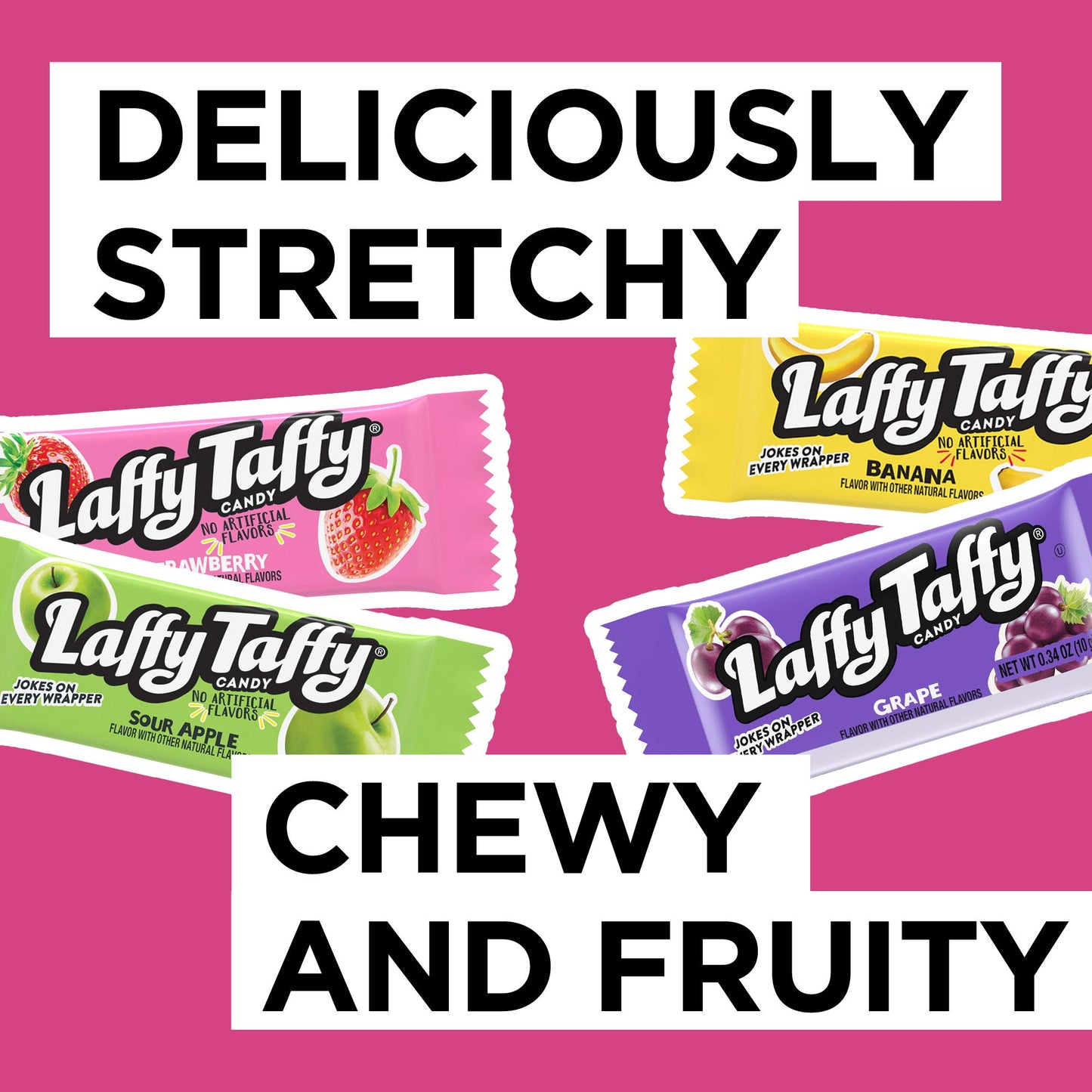 Laffy Taffy Candy, Assorted Fruit Flavors, Individually Wrapped Mini Bars, 6 Ounce Bag