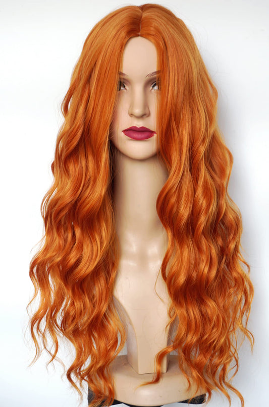 Long Ginger Wigs ginger red wig braids wigs long red curly wig synthetic Heat Resistant Fiber Halloween Costume Wig for Women(ginger)