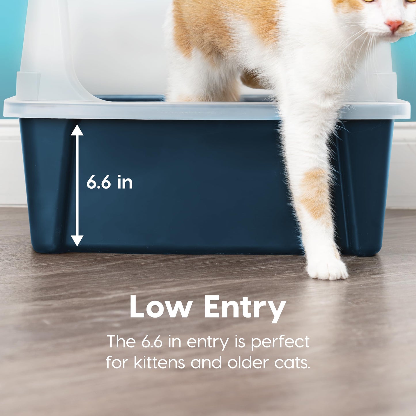 IRIS USA XX-Large Cat Litter Box, Open Top Extra Large Litter Box for Big Cats and Multi-Cat Households, High Sided Scatter Shield, Easy to Clean, 30" L x 20" W x 14" H, Navy