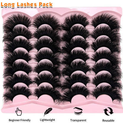 loladook Mink Lashes Fluffy 20mm Big Faux Mink Strip Lashes Cat Eye Long False Eyelashes Dramatic Soft 25mm 3D Volume Eyelashes 14 Pairs
