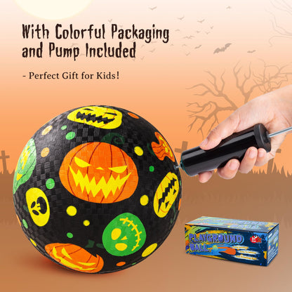 ZOOJOY Pack of 2 Cartoon Playground Balls, Halloween Balls for Toddler 3-12, 8.5" Rubber Ball Bouncy Kickball, Indoor & Outdoor Game Toys for Boys Girls with Pump