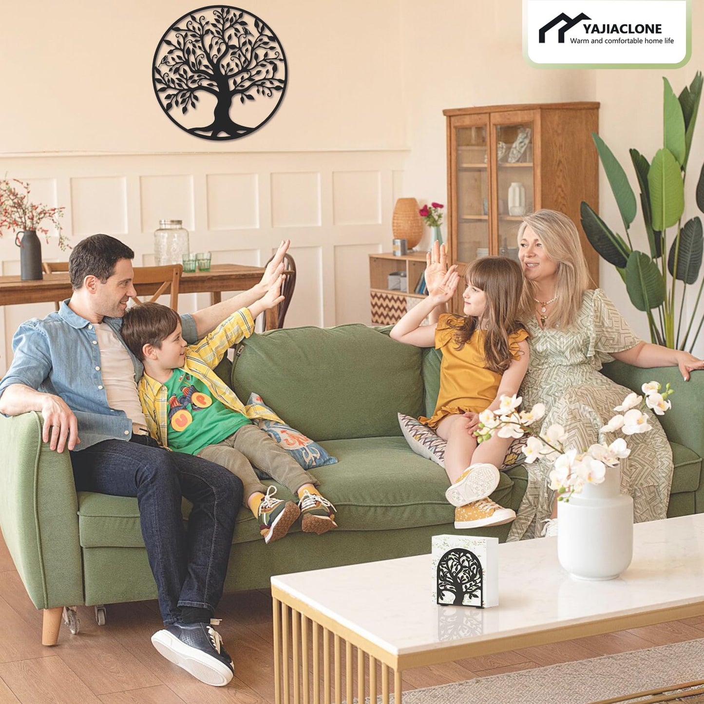 YAJIACLONE Tree of Life Black Metal Napkin Holder for Table,Napkin Holders for Paper Napkins with Sturdy & Quality Material, Cushioned Base, Unique Table Decor Gifts.