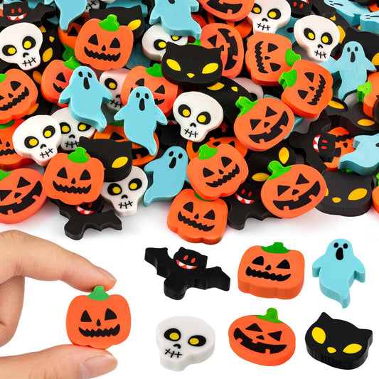 YGAOHF 60 Pack Mini Erasers - Cute Halloween Pumpkin Ghost Bat Erasers, Trick or Treat Party Favors, Halloween Decorations
