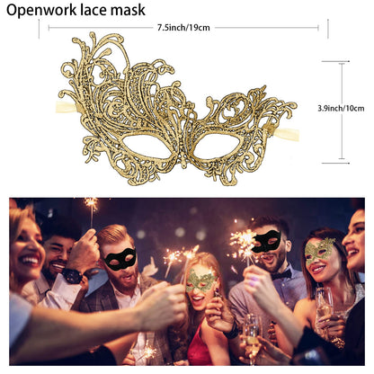IncreDecor Couple Masquerade Lace Mask Set, Fit for Women & Men Venetian Halloween Masks, Specially for Costume, Mardi Gras (Elegant Couple)
