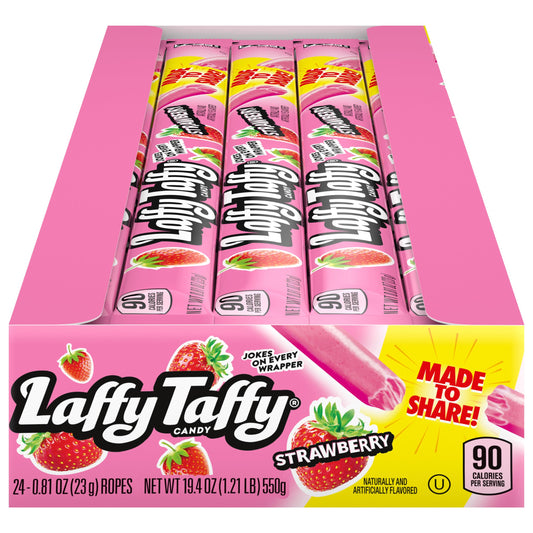 Laffy Taffy Rope Candy, Strawberry Flavor, 0.81 Ounce Ropes (Pack of 24)
