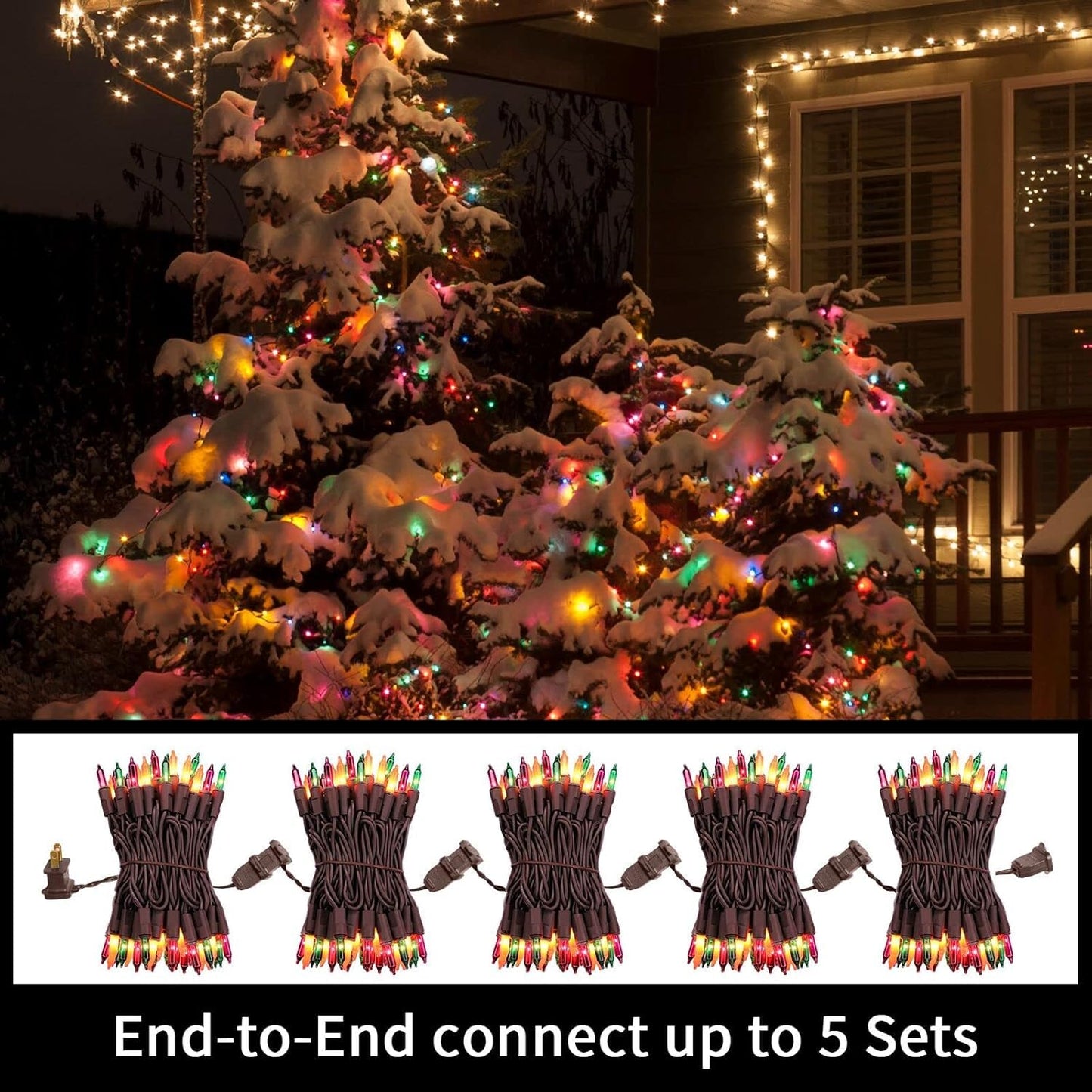 LAMPHOME Halloween String Lights - 20ft 100 Incandescent Orange Purple Green Mini Bulbs Lights, Halloween Lighting Decor for Outdoor&Indoor Use, Fairy Garden, Yard, Home, Party, Holiday Decoration