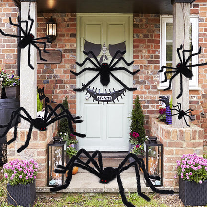 yosager Outdoor Halloween Decorations 6Pcs Realistic Giant Spiders, Huge Hairy Scary Halloween Spider Prop, Black Spooky Spider for House Window Yard Garden Patio Decor (12" 24" 24" 36" 36" 60")
