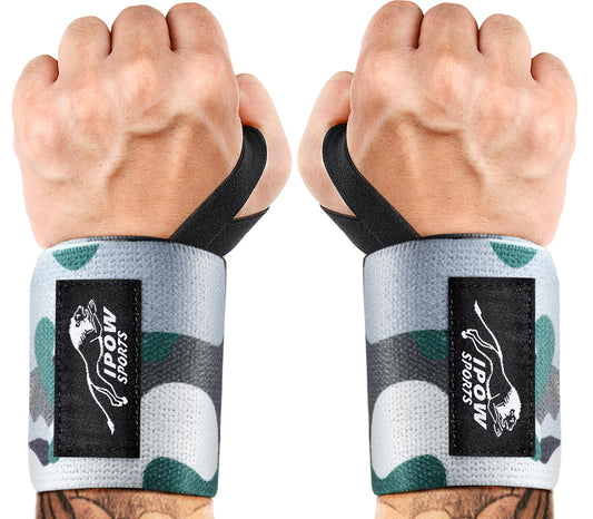 IPOW 18'' Professional Wrist Wraps for Weightlifting 2 Pack(IPF Approved), Heavy Duty Gym Wrist Straps for Working Out, Weight Lifting Wrist Brace for Men & Women, Wrist Support with Thumb Loop