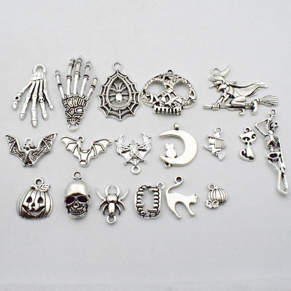 iloveDIYbeads Halloween Charm-100g(about 55-60pcs) Antique Silver Halloween Collection Craft Supplies Charms Pendants for Crafting, Jewelry Findings Making Accessory For DIY Necklace Bracelet (M001)