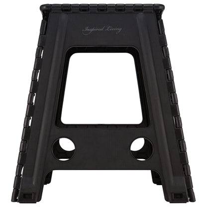 Inspired Living 18" Step Stool, Folding Step Stools for Adults, Plastic Foldable Step Stools Kids, Holds Up to 330 lbs, Collapsible Folding Stool for Kitchen, Bathroom, Bedroom - Black/Grey