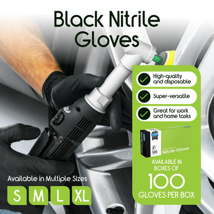 Inspire Black Nitrile Disposable Gloves | 4.5 Nitrile Chemical Resistant Medical Cooking Cleaning Disposable Black Gloves (Box Of 100, Medium)