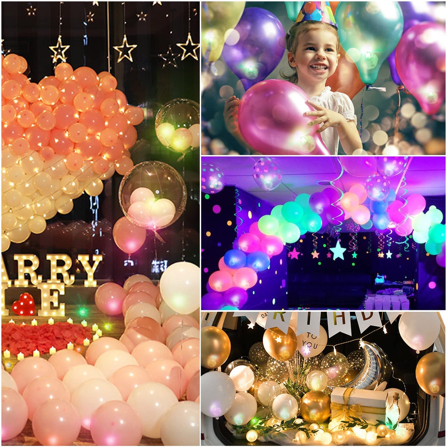 ZGWJ 100PCs Mini Led Lights for Paper Lantern, Led Balloons Light up Balloons for Neon Party Lights Easter Eggs Christmas Halloween Birthday Party Wedding Decoration