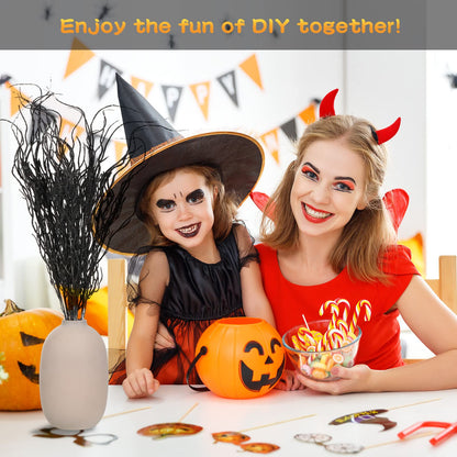 Yunsailing 16 Pcs Halloween Branches Decor for Tree 18 Inch Artificial Curly Willow Branch Lifelike Twigs and Faux Branches for Vases Fake Tree Stem for Home Party Decoration (Black)