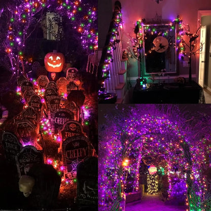 LAMPHOME Halloween String Lights - 20ft 100 Incandescent Orange Purple Green Mini Bulbs Lights, Halloween Lighting Decor for Outdoor&Indoor Use, Fairy Garden, Yard, Home, Party, Holiday Decoration