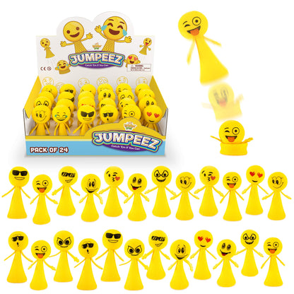 IPIDIPI TOYS Jumpeez Emoji Rocket Poppers – 24-Pack Spring Launcher Toys for Kids – Ideal Birthday Party Favors, Goodie Bag Stuffers, School Prizes, Classroom Rewards for Boys & Girls