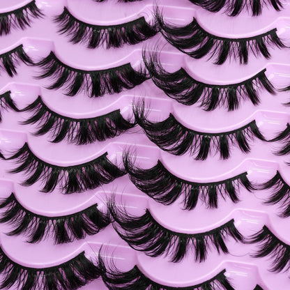 𝗖𝗮𝘁 𝗘𝘆𝗲 𝗟𝗮𝘀𝗵𝗲𝘀 𝗠𝗮𝗻𝗴𝗮 𝗙𝗼𝘅 𝗘𝘆𝗲 False Eyelashes 18mm Wispy Flase Lashes Manhua Faux Mink Fluffy Dramatic Fake Eyelashes Volume Anime Strips Pack 14 Pairs by EMEDA(Cat Eye CK08)