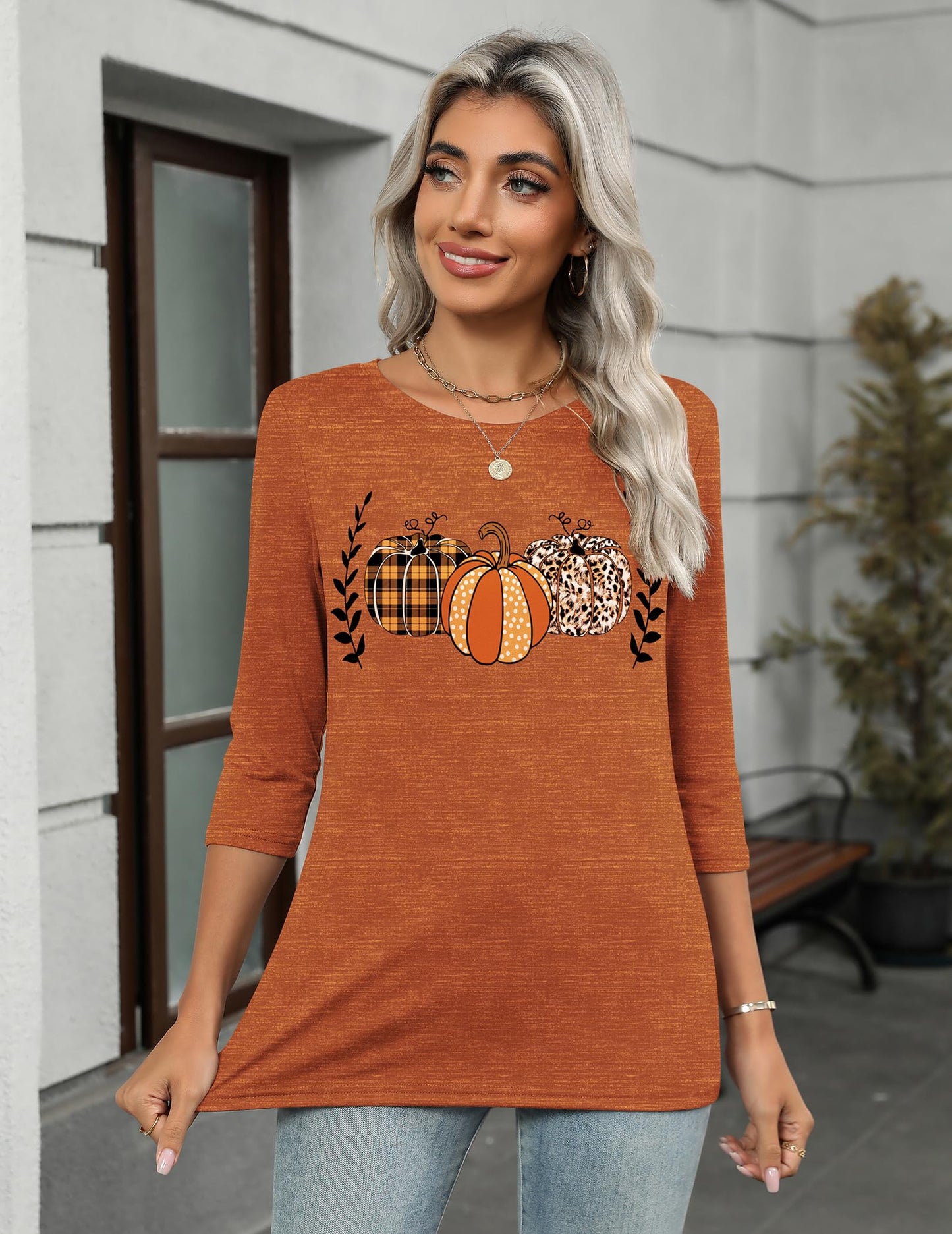 Zeagoo Blouses for Women with 3/4 Sleeves Halloween Plus Size Crew Neck Animal Print Tunics Plus Size Tops T Shirts XXXL