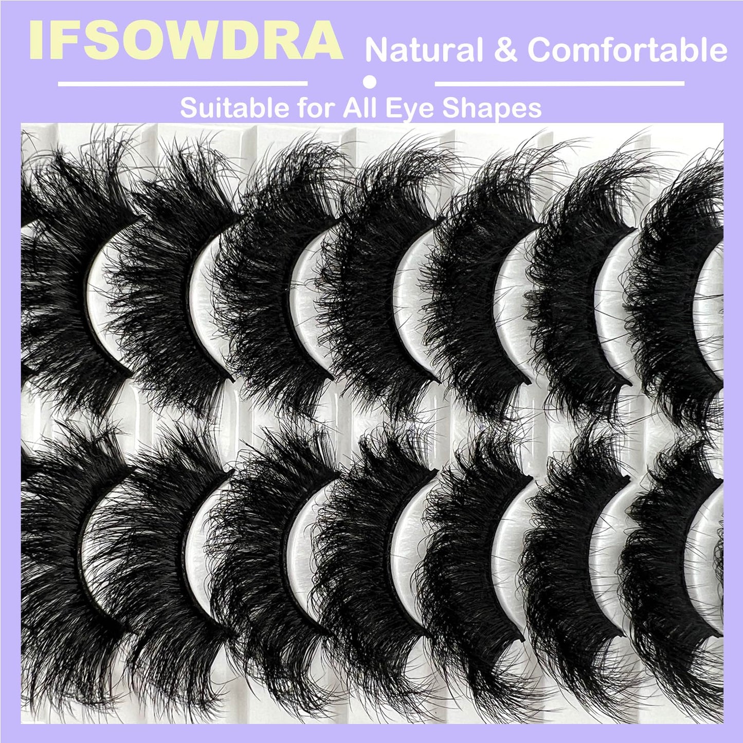IFSOWDRA Mink Lashes Strip D Curl Volume 20/25mm Long Dramatic Lashes 3D Mink Cat Eye Eyelashes Pack, Wispy False Eyelashes Natural Look (4 Styles)