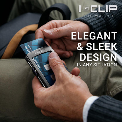 I-CLIP, Premium Men's Leather Wallet, Versatile Changeable Money clip, Secure Card Holder, Compact Men's Wallet Minimalist, Sleek Slim Design, Perfect Money Clip Wallet for Men - Gunmetal Black Carbon