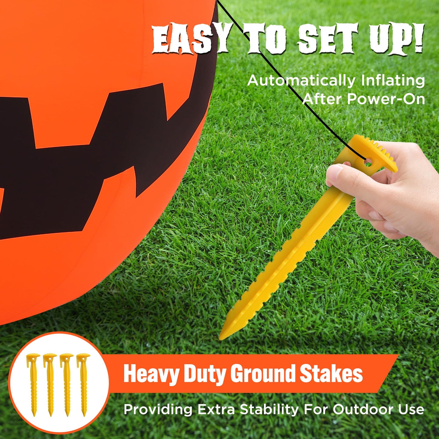 ZPISF 10 FT Halloween Inflatables Giant Pumpkin with Rotating LEDs Outdoor Decorations, Blow Up Pumpkin Halloween Yard Decorations for Front Lawn Garden Decor