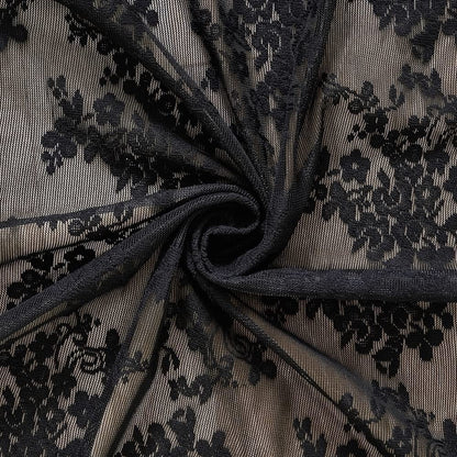 YJ YANJUN Black Sheer Curtains 54 inch Length- Goth Victorian Kitchen Lace Curtain Panel Halloween Short Curtains for Bathroom Window Coffin/Witchy/Gothic Home Decor 52 x 54 Inch Black