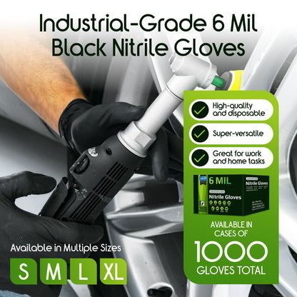 Inspire HEAVY DUTY 6Mil ORIGINAL Quality Stretch Nitrile Gloves Black Disposable Latex Free | Medical, Exam, Food, Industrial, Mechanic Tattoo (6Mil Black, Medium)