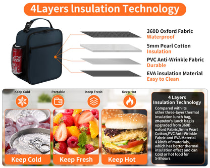 ZM-YOUTOO Lunch Box for Men - Reusable Lunch Bag Men Adult Women- Insulated Small LunchBox