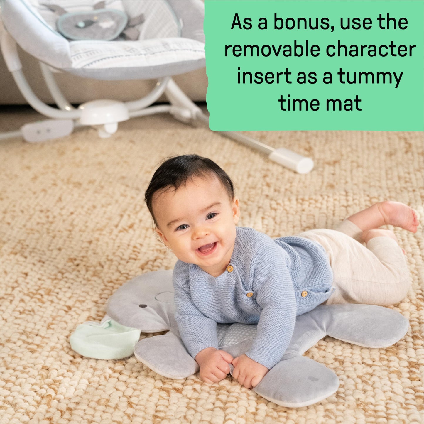 Ingenuity InLighten 5-Speed Baby Swing - Swivel Infant Seat, 5 Point Safety Harness, Nature Sounds, Lights - Van Elephant