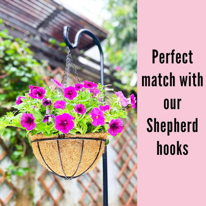 LaLaGreen Hanging Planters with Coco Liners (12 Inch, 3 Pack) Hanging Baskets for Plant Outdoor, Hanging Plant Pot Flower Metal Wire Round Holder Hanger Hook Chain Deck Porch Garden Balcony Boho Decor