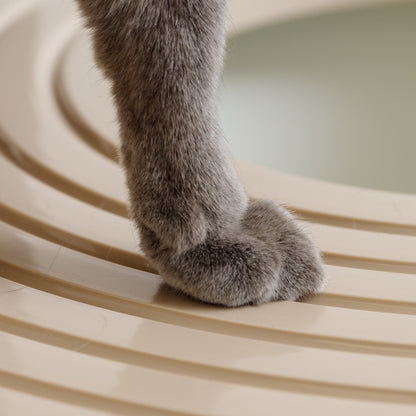 IRIS USA Cat Litter Box, Large Top Entry with Litter Catching Lid and Scoop, Dog Proof, Cat Box Enclosure, Beige/White